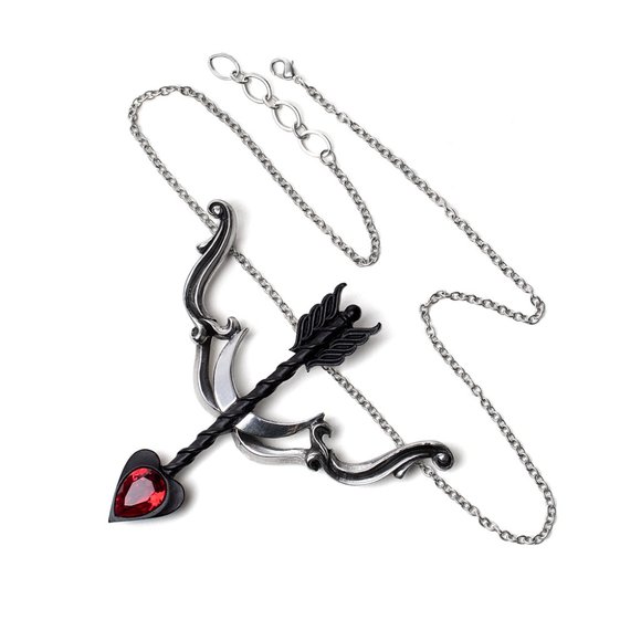 Alchemy Gothic Desire Moi Necklace Cupid's Bow & Arrow Red Crystal NWT - Picture 3 of 4